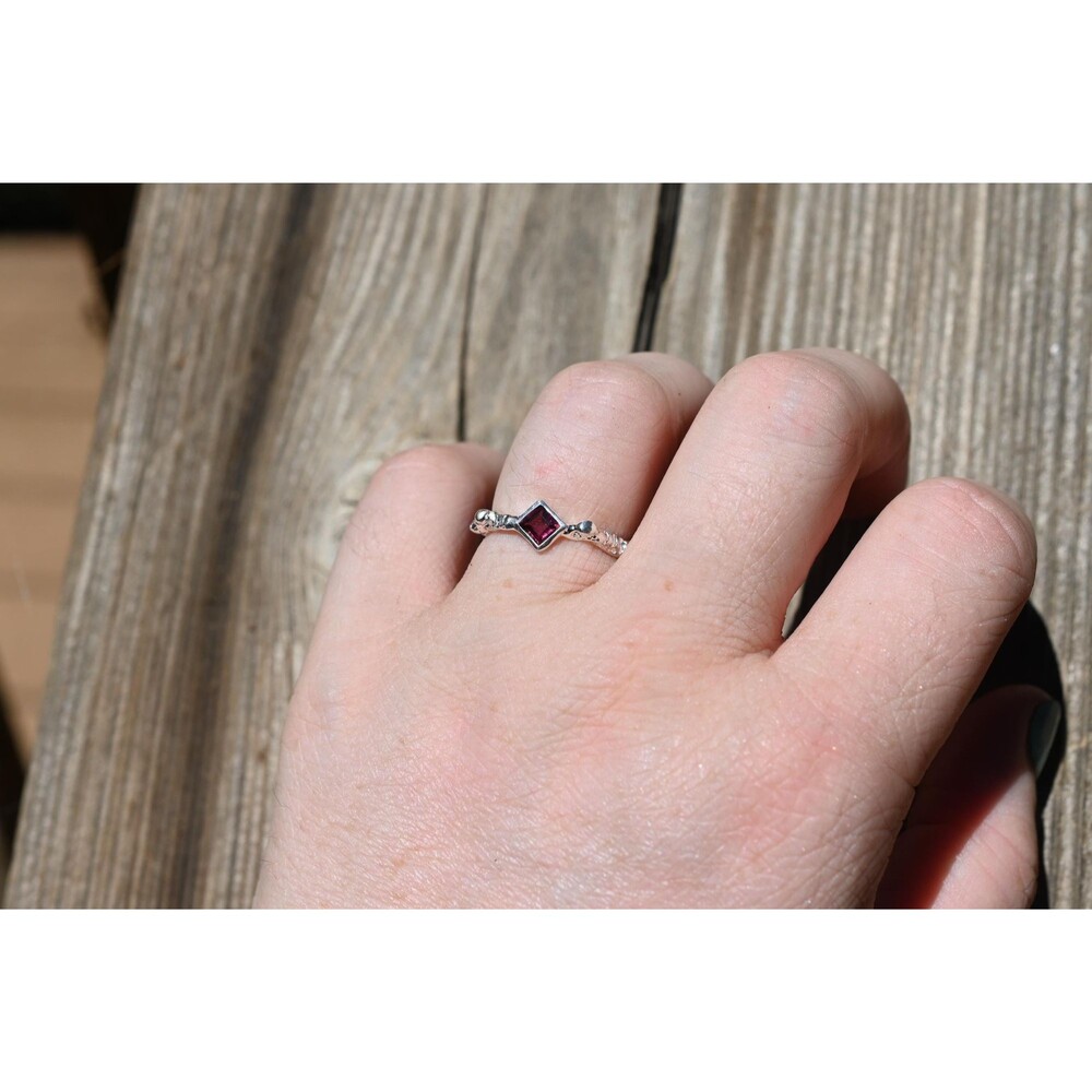 Natural Rhodolite Ring 925 Sterling Silver Size 7.5